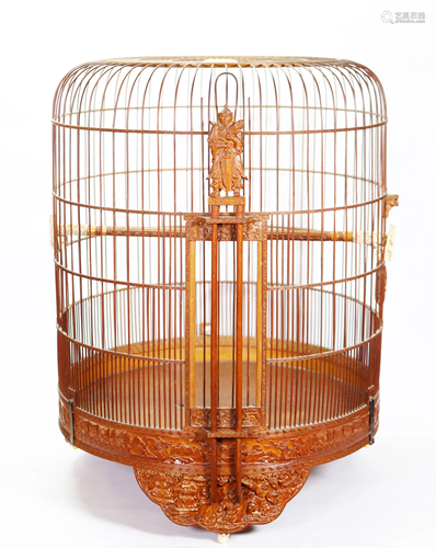 Large Chinese Bamboo Bird Cage on 3 F…