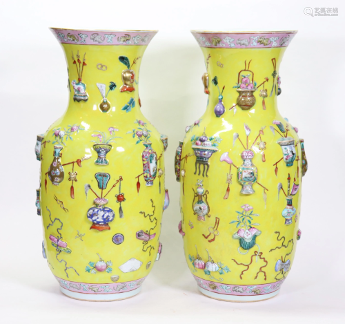 Pr Chinese Qing Yellow Porcelain 100 Antiq…