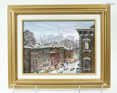 Carole Teller; East Village NYC Skyline Snow …