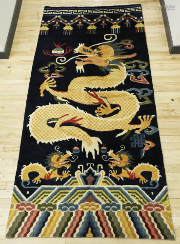 Tibetan Wool Pillar-wrap Carpet w Yellow Dr…