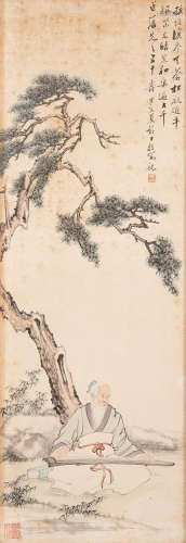 Ji Shiqi (20th century) Playing the Zither under a Pine Tree