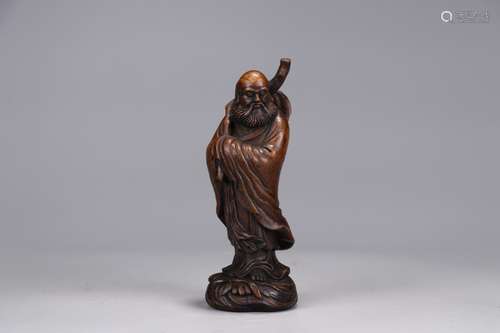 A Chinese Bamboo Bodhidharma Ornament