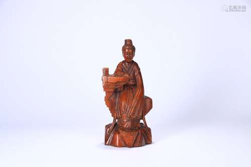 A Chinese Bamboo Guanyin Ornament