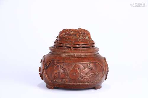 A Chinese Bamboo Incense Holder