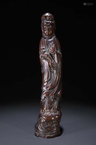 A Chinese Rosewood Guanyin Statue