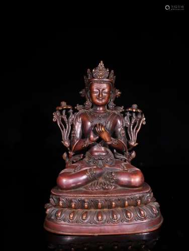 A Chinese Copper Manjushri Buddha