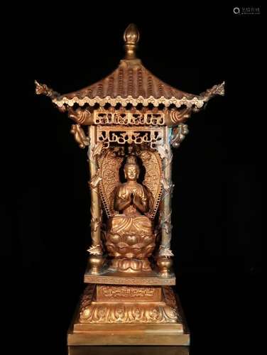 A Chinese Gilt Bronze Guanyin Buddhist Altar