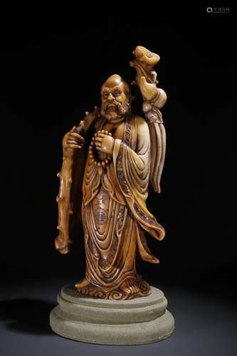 A Chinese Shoushan Stone Bodhidharma Ornament