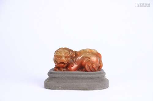 A Chinese Shoushan Stone Beast Carved Ornament