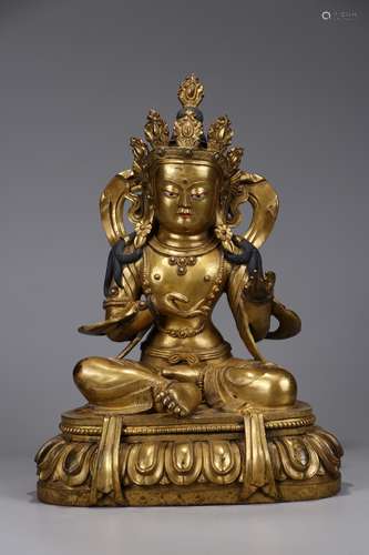 A Chinese Gilt Bronze Longevous Buddha Ornament