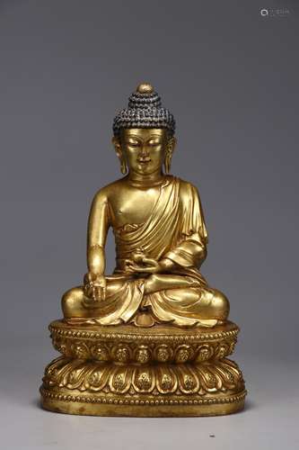 A Chinese Gilt Bronze Gautama Buddha