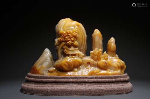 A Chinese Tianhuang Stone Story Mountain Shaped Ornament