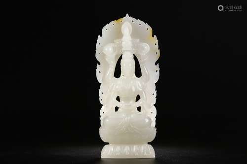 A Chinese Hetian Jade Guanyin Ornament