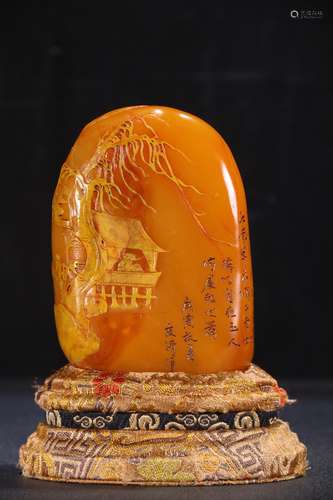 A Chinese Tianhuang Stone Story Carved Ornament