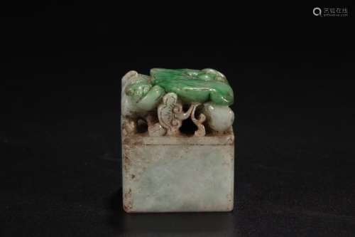 A Chinese Jadeite Seal With Pattern
