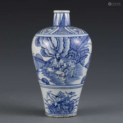 A Chinese Porcelain Blue&White Figure And Flower Painted Vase