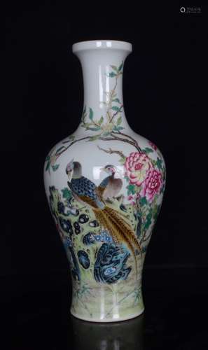 A Chinese Porcelain Enameled Flower And Bird Vase