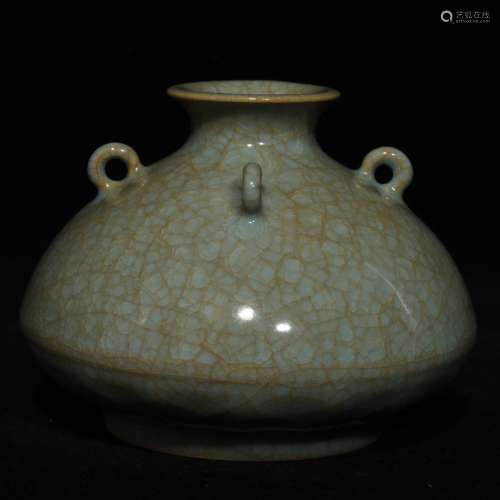 A Chinese Porcelain Ruyao Ice Pattern Zun