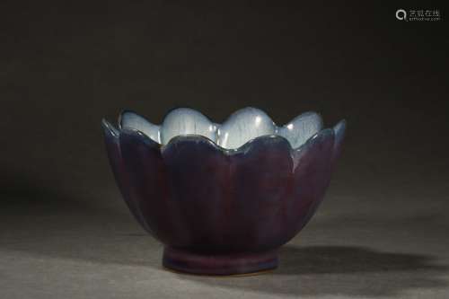 A Chinese Porcelain Jun Yao Lotus Carved Washer