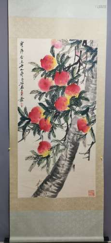 A Chinese Painting Of Peach, Wuth Qibaishi Mark