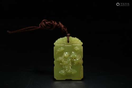 A Chinese Hetian Jade Story Carved Pendant