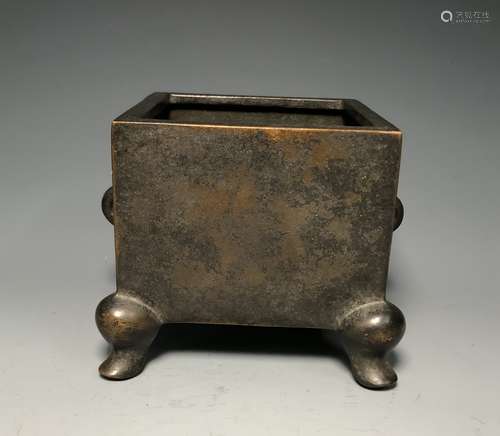 A BRONZE CENSER, INSCRIBED ON BASE