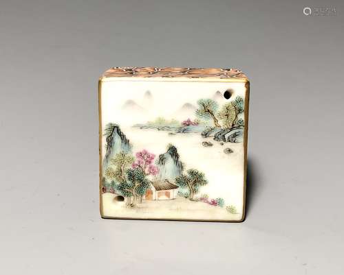 A FAMILLE ROSE RECTANGULAR BOX, QIANLONG MARK