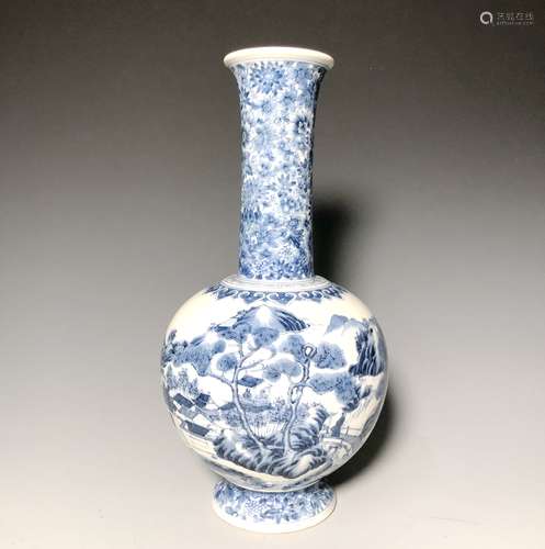 A BLUE AND WHITE GARLIC HEAD VASE, YONGZHENG SIX-CHARACTER MARK