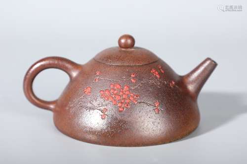 A Chinese Colored Floral Zisha Teapot