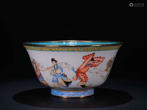 A Chinese Enameled Eight Immortal Figures Bowl