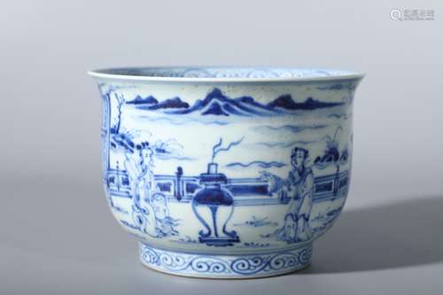 A Chinese Blue-and-White Figure-Story Bowl