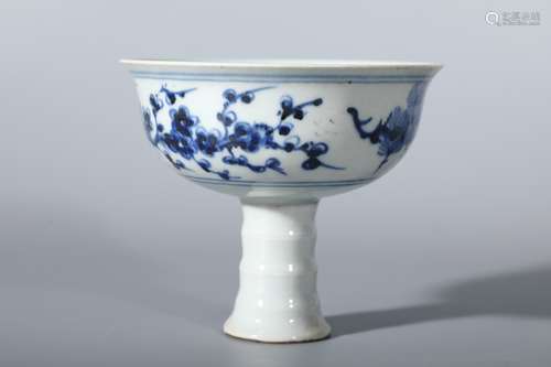 A Chinese Blue-and-White High Foot Cup