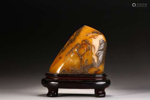 A Chinese Hetian Jade Carved with Landscape Ornament