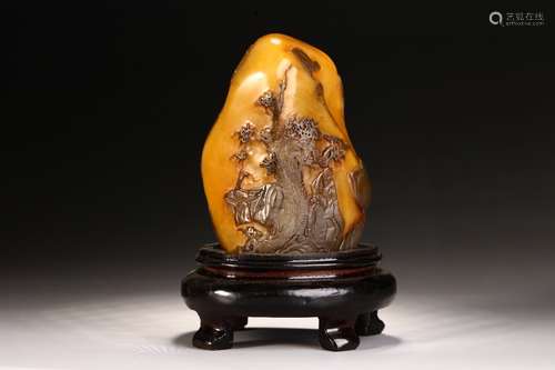 A Chinese Hetian Jade Carved with Landscape Ornament