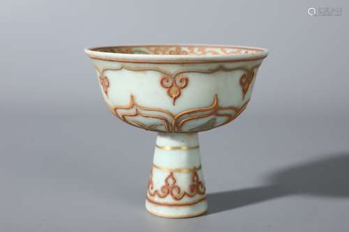 A Chinese Gilt-Decorated High Foot Cup