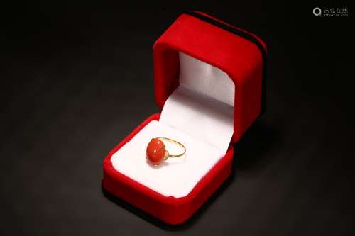 A Chinese Coral Ring