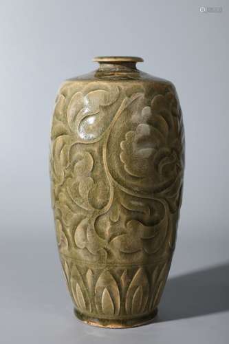 A Chinese Yaozhou Kiln Carved Figure of Floral Vase