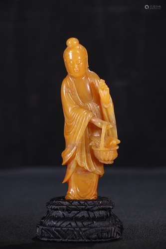 A Chinese Tianhuang Stone Guanyin Statue