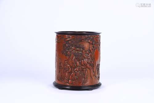 A Chinese Bamboo Brush Pot