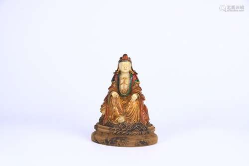 A Chinese Shoushan Stone Colored Buddha Statue