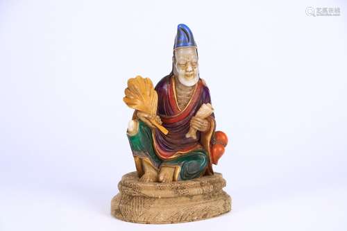 A Chinese Shoushan Stone Colored Jigong Statue