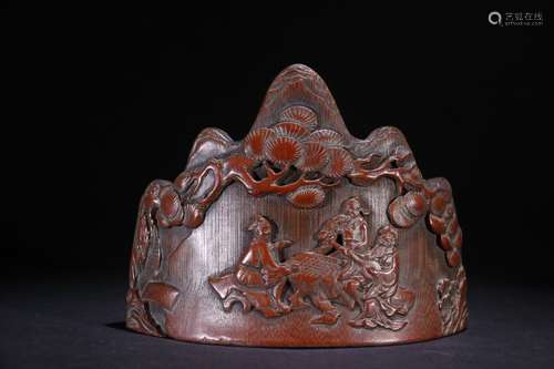 A Chinese  Bamboo Carved with Figure-Story Brush Rack