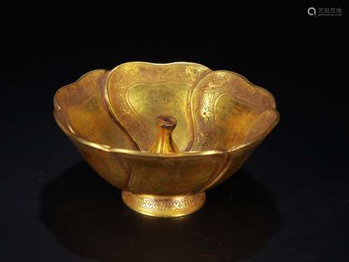 A Chinese Gold Lotus Incense Holder