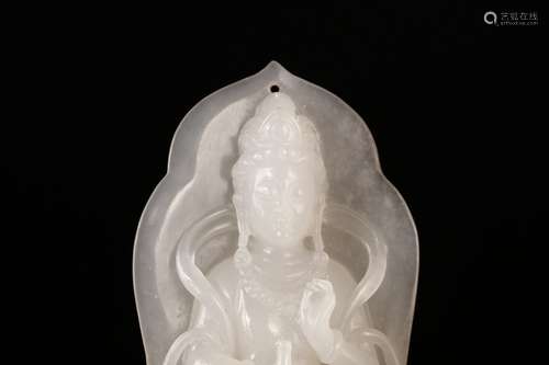 A Chinese Hetian Jade Guanyin Pendant