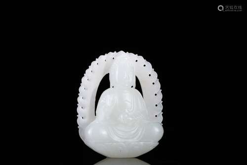 A Chinese Hetian Jade Buddha Pendant