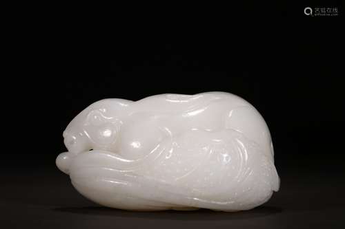 A Chinese Hetian Jade Carved Rabbit Hand Piece