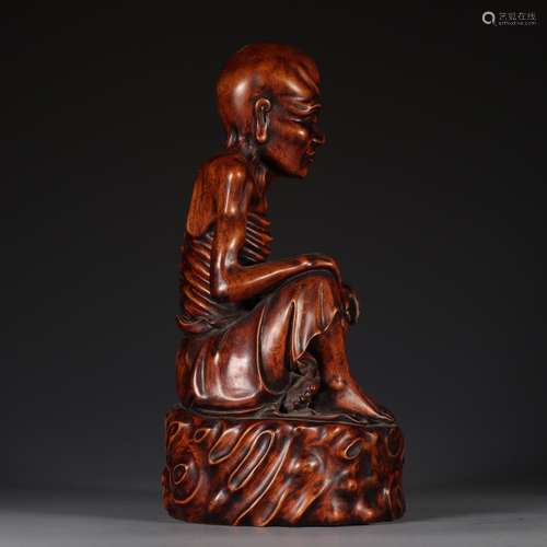 A Chinese Boxwood Skinny Arhat Statue