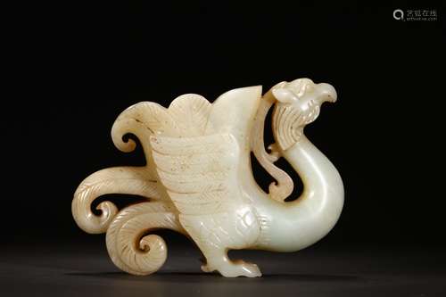 A Chinese Hetian Jade Phoenix Shape Eucharist Cup