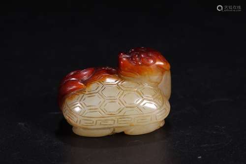 A Chinese Hetian Jade Dragon Turtle Hand Piece