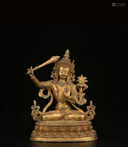 A Chinese Gilt Bronze Bodhisattva Statue